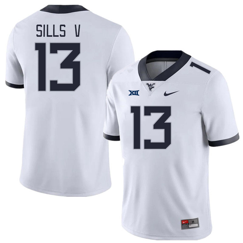 West Virginia Mountaineers #13 David Sills V College Football Jerseys Stitched Sale-White